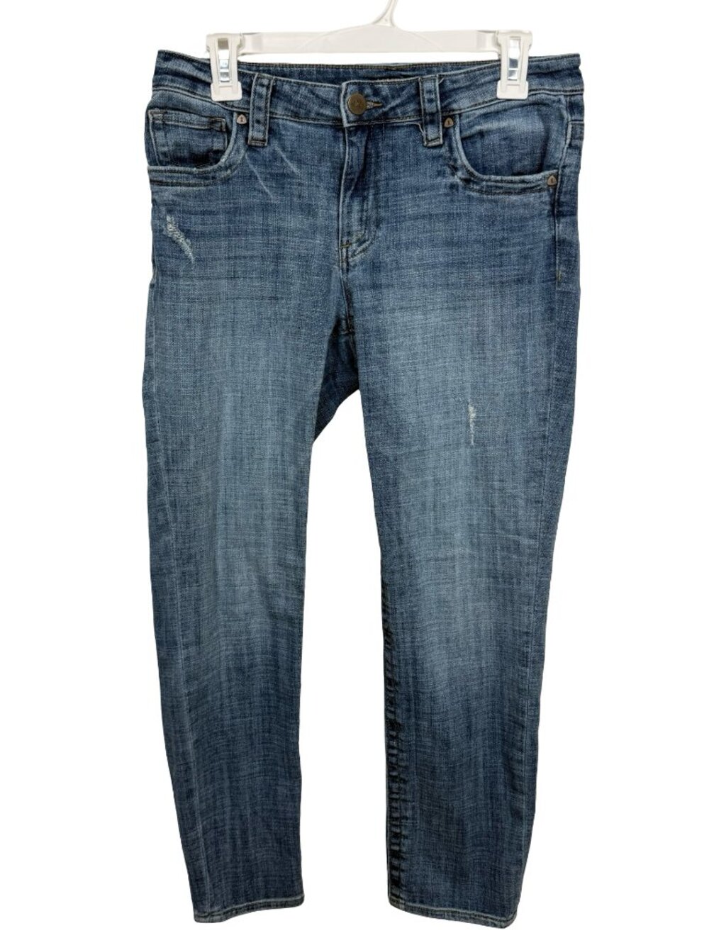 Kut from the Kloth Crop Capri Jeans Size 4 Medium Blue Light Distress Low Y2K